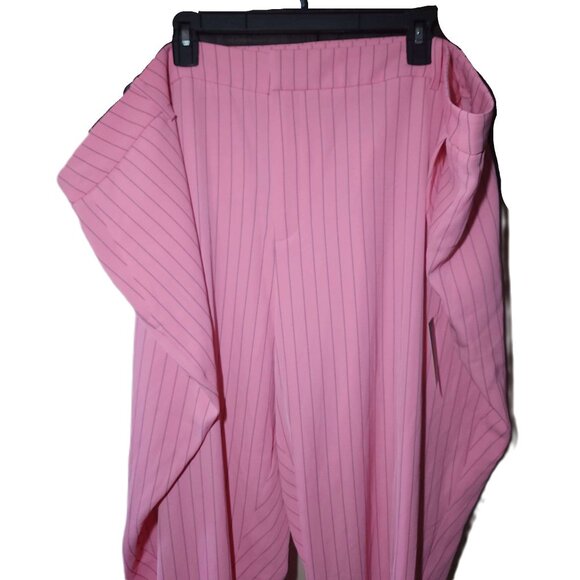 New Eloquii pants Women's 28 Plus size trousers pink pinstripes Spring Fall - Picture 2 of 16